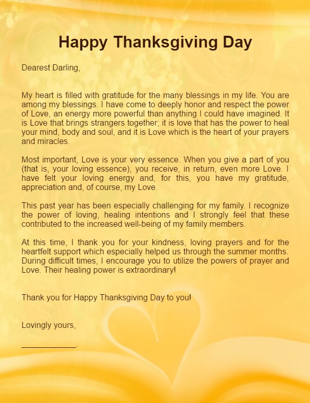 Thanksgiving Love Letter for Her Girlfriend