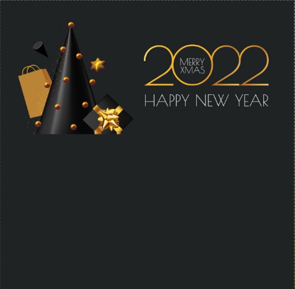 Happy New Year 2022 Charcoal Black